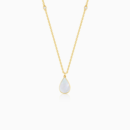 Mosaic 18k Yellow Gold Pear Shape Necklace with Natural Diamonds