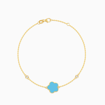 Eclat 18k Yellow Gold Flower Bracelet with Natural Diamonds