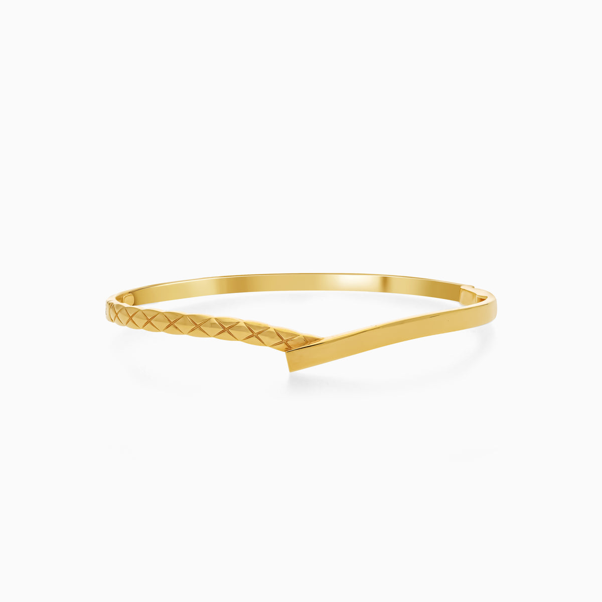 18K Yellow Gold Engraved Crossover Bangle