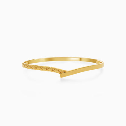 18K Yellow Gold Engraved Crossover Bangle