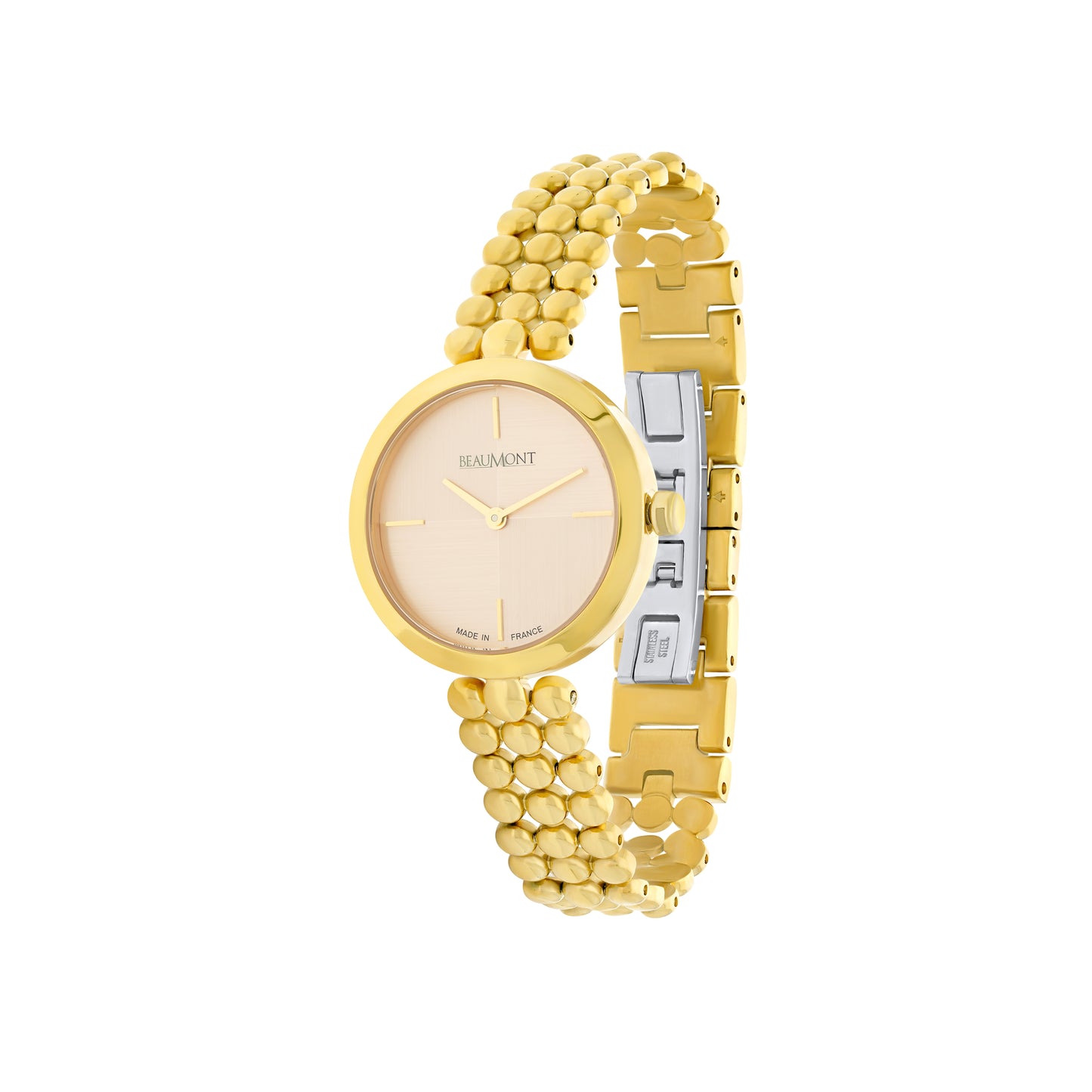 Gold Plated & White Quartz Beaumont Ladies Watch