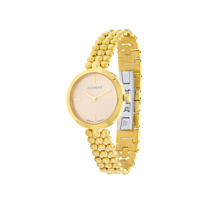 Gold Plated & White Quartz Beaumont Ladies Watch