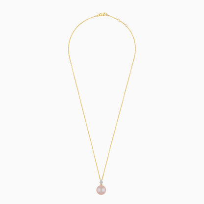 18K Yellow Gold Freshwater Pearl and Natural Diamond Pendant