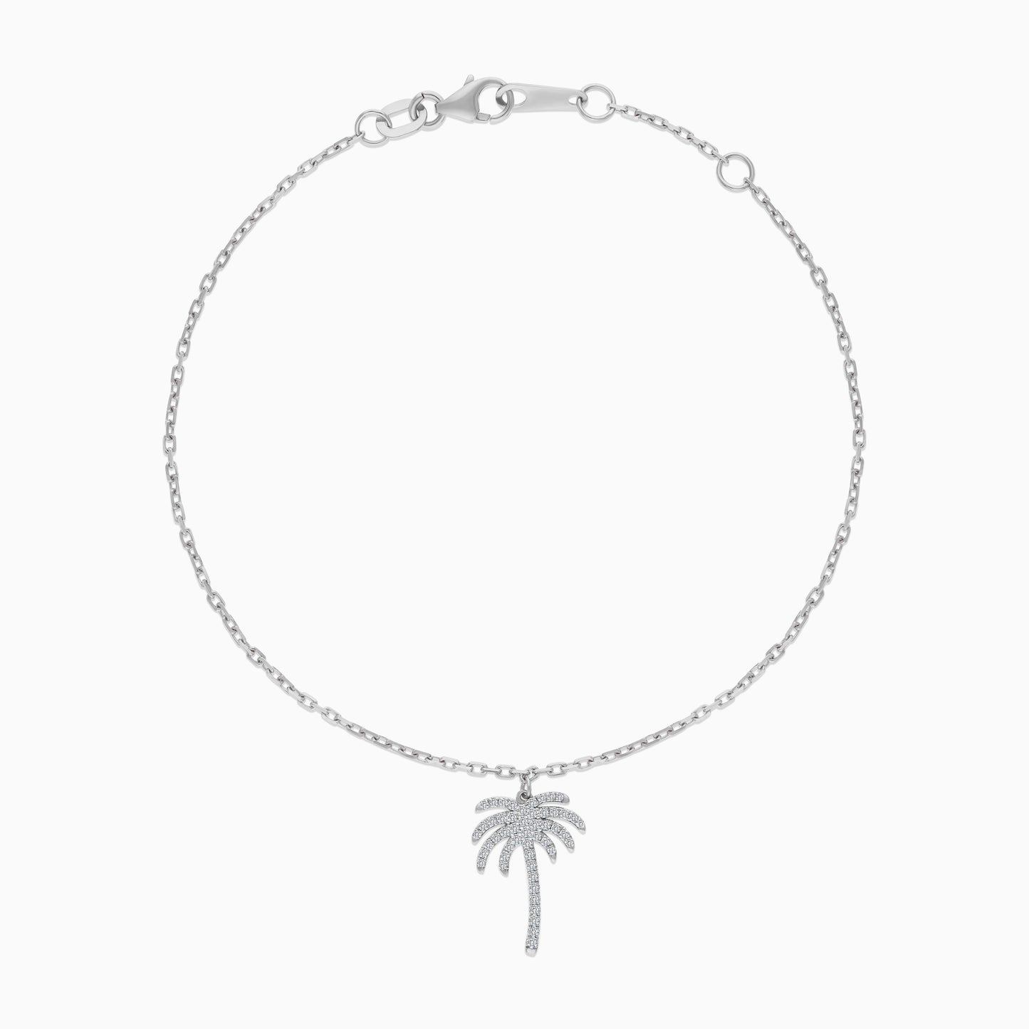 Hanging Palm Tree Natural Diamonds 18k Gold Bracelet
