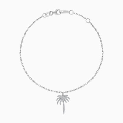Hanging Palm Tree Natural Diamonds 18k Gold Bracelet