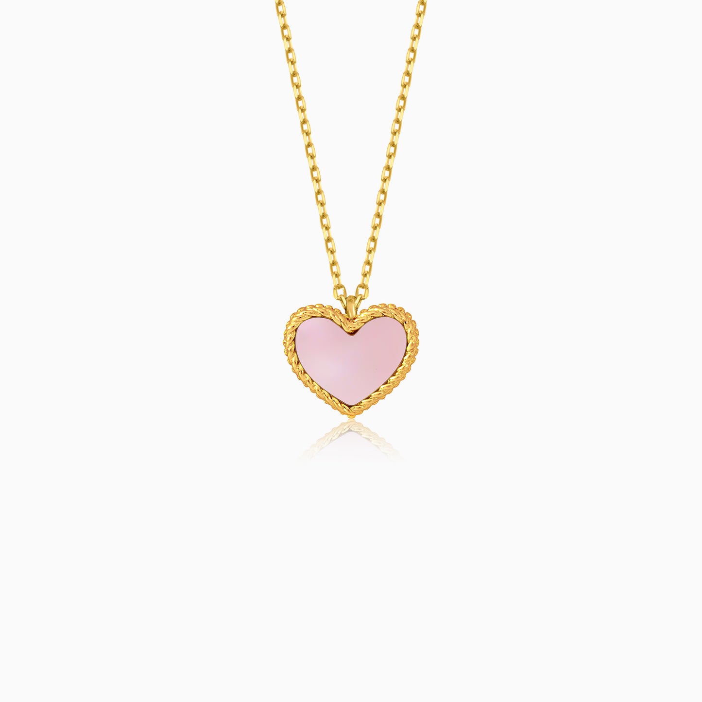 Vivante Pink MOP Heart-shaped 18k Yellow Gold Kids Necklace