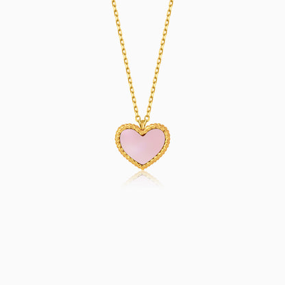 Vivante Pink MOP Heart-shaped 18k Yellow Gold Kids Necklace