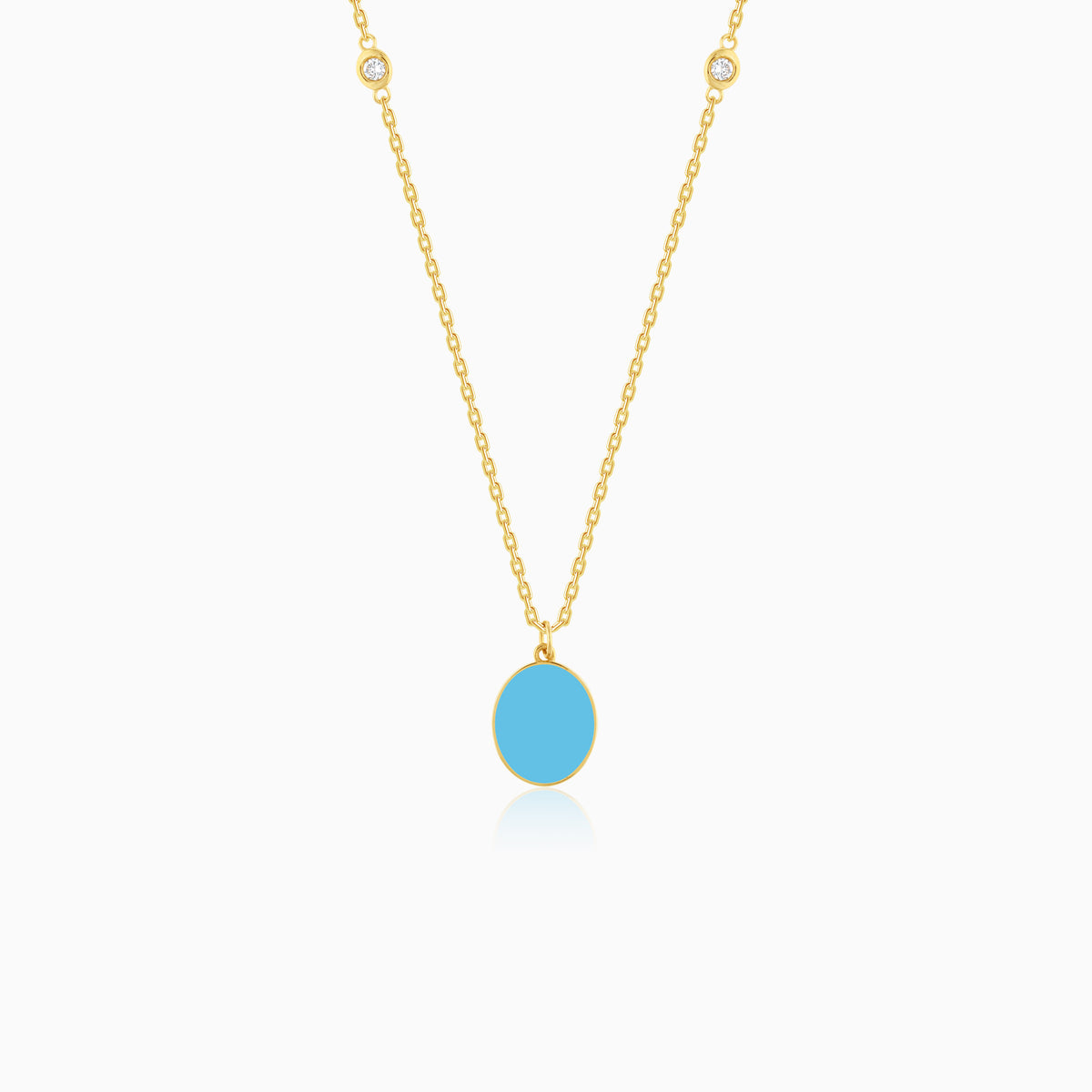 Eclat 18k Yellow Gold Natural Diamonds Oval Necklace