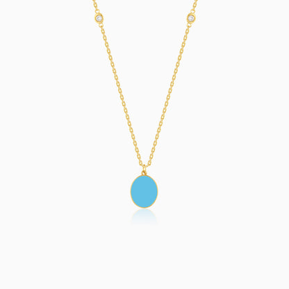 Eclat 18k Yellow Gold Natural Diamonds Oval Necklace