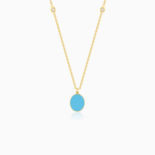 Eclat 18k Yellow Gold Natural Diamonds Oval Necklace