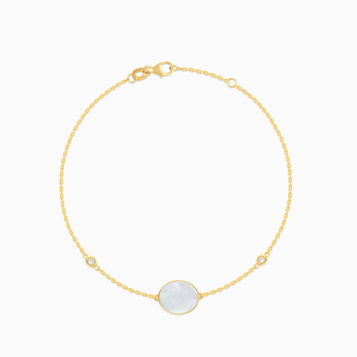 Mosaic Oval Shape Bracelet with Diamonds in 18k Yellow Gold