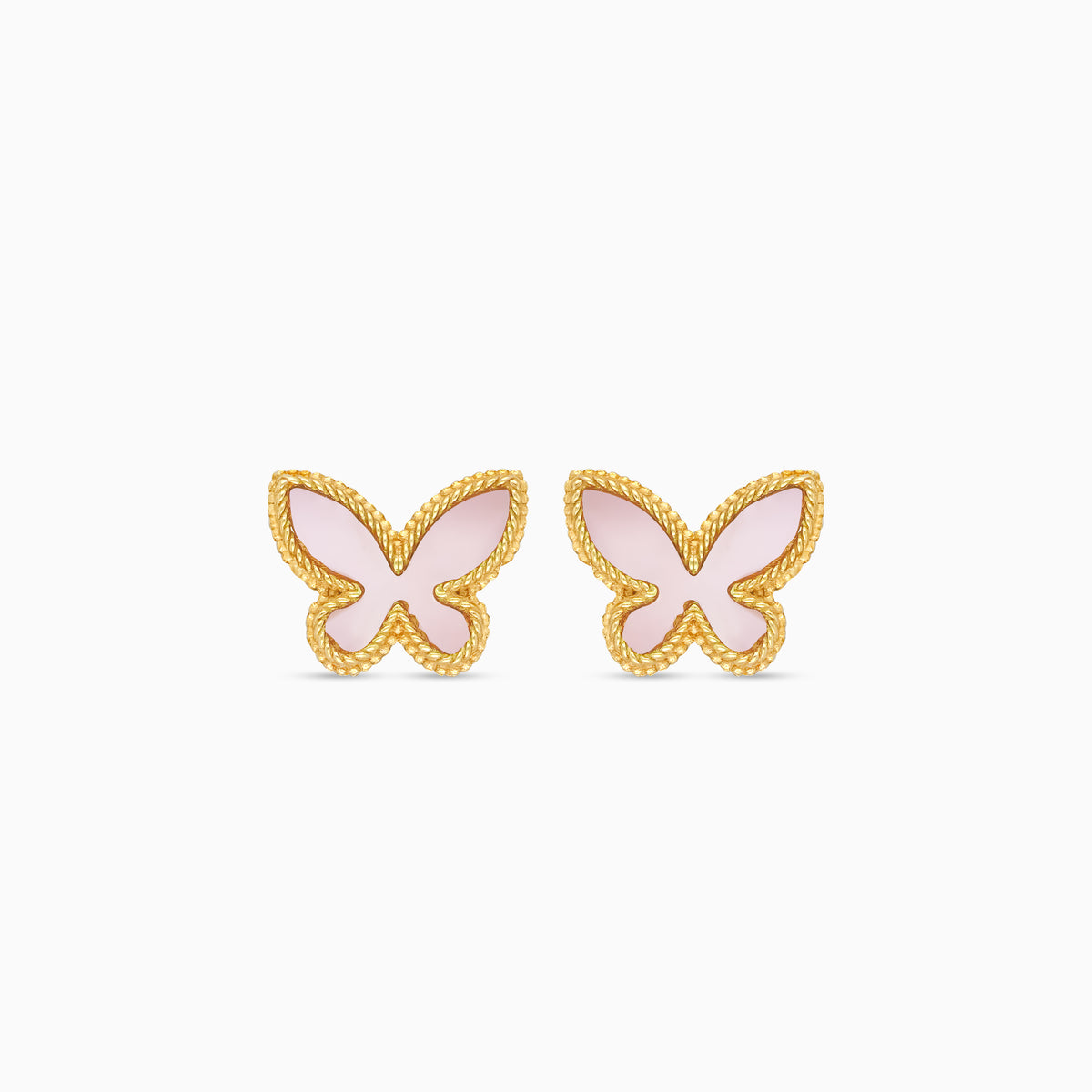 Vivante 18k Yellow Gold Pink Butterfly Kids Earrings