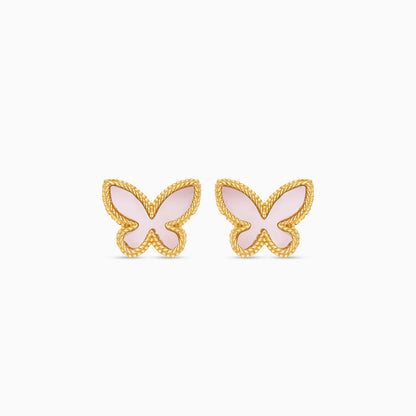 Vivante 18k Yellow Gold Pink Butterfly Kids Earrings