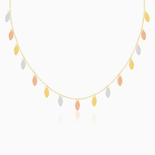 18K Gold Dangling Leaf-Shaped Necklace