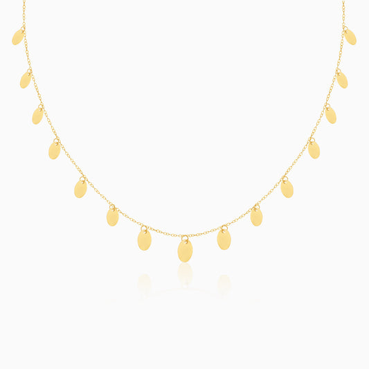 18K Yellow Gold Dangling Oval-Shaped Necklace