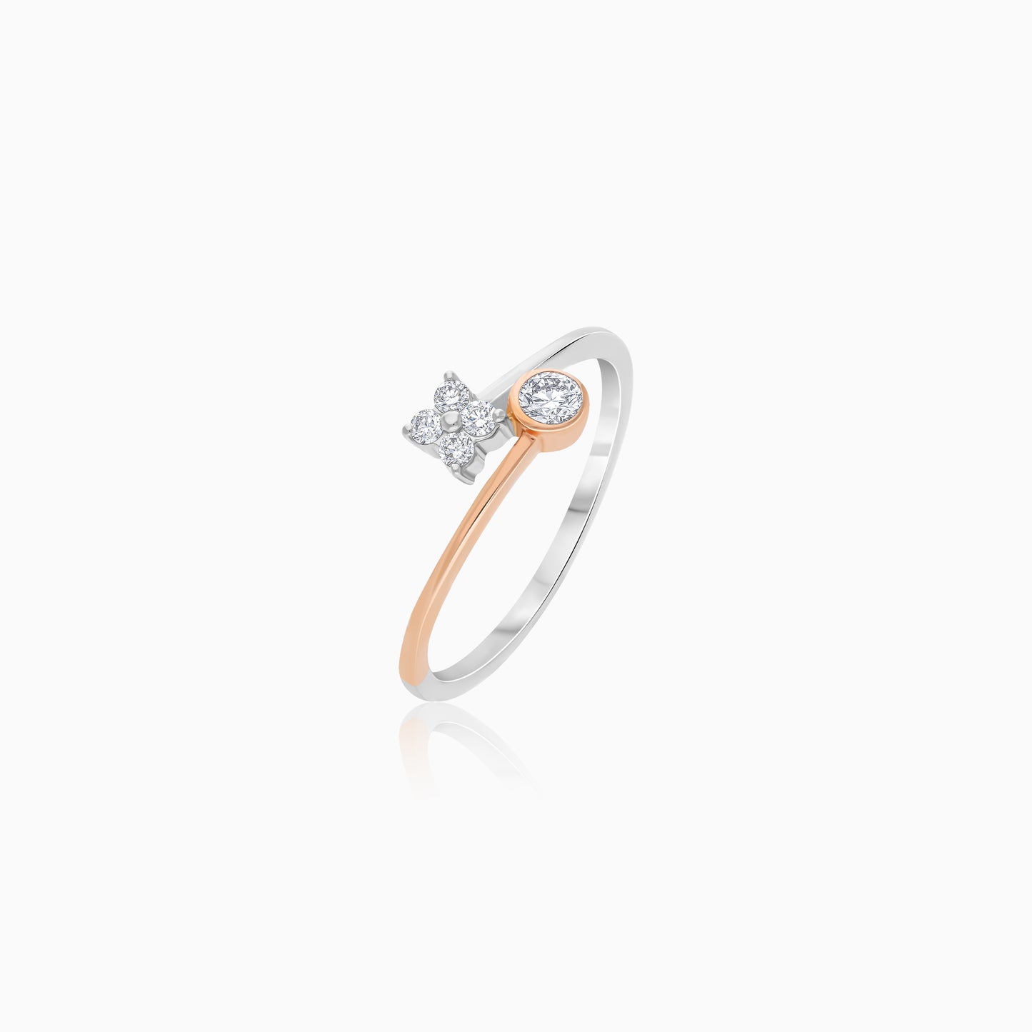 Platinum and 18k Rose Gold Ring with Natural Diamonds - Evara