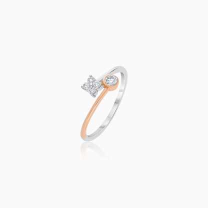 Platinum and 18k Rose Gold Ring with Natural Diamonds - Evara