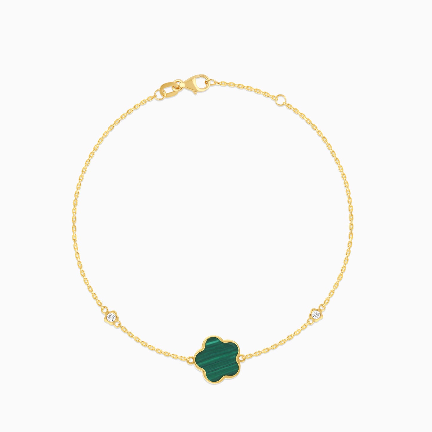 Mosaic 18k Yellow Gold Flower Bracelet with Natural Diamonds