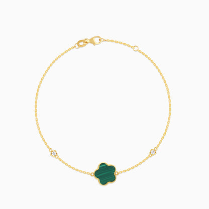 Mosaic 18k Yellow Gold Flower Bracelet with Natural Diamonds