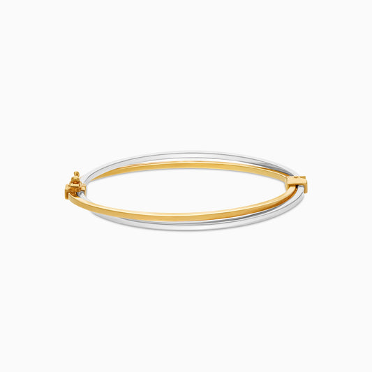 18K White and Yellow Gold Slim Bangle