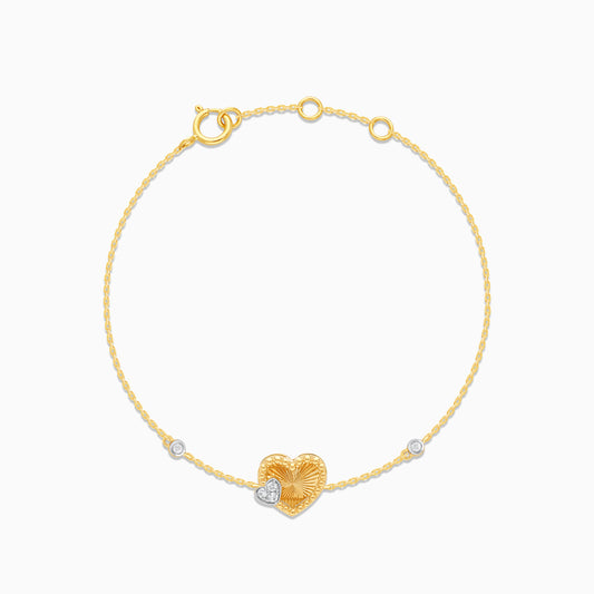 18K Yellow Gold Heart Shape Bracelet with Natural Diamonds - Farfalla