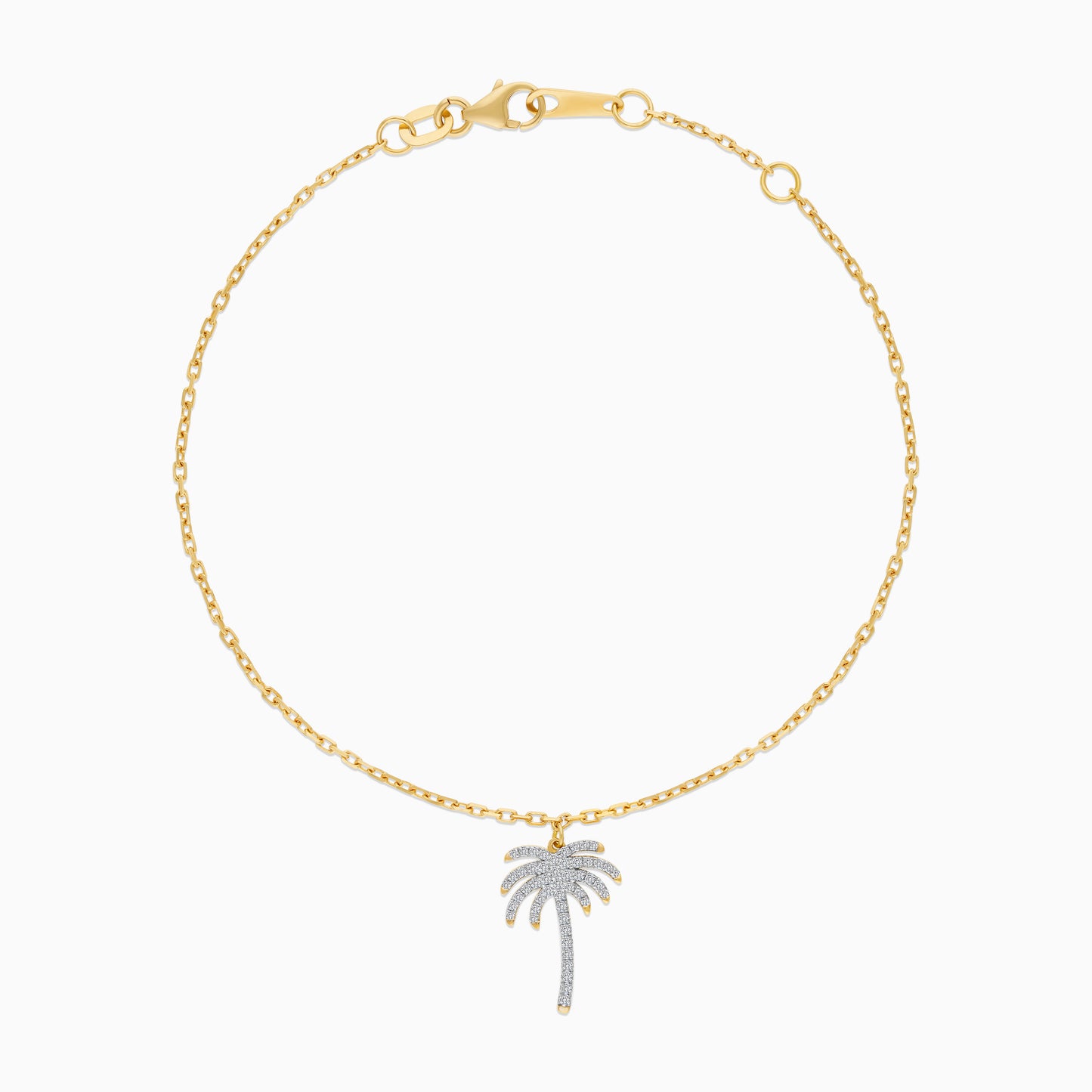 Hanging Palm Tree Natural Diamonds 18k Gold Bracelet