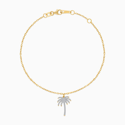 Hanging Palm Tree Natural Diamonds 18k Gold Bracelet