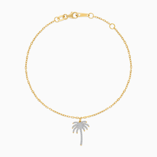 Hanging Palm Tree Natural Diamonds 18k Gold Bracelet