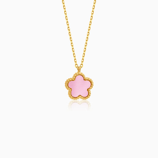 Vivante Pink MOP Flower-Shaped 18k Yellow Gold Necklace
