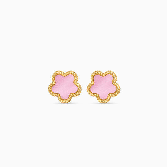 Vivante Pink MOP Flower-Shaped 18k Yellow Gold Earrings