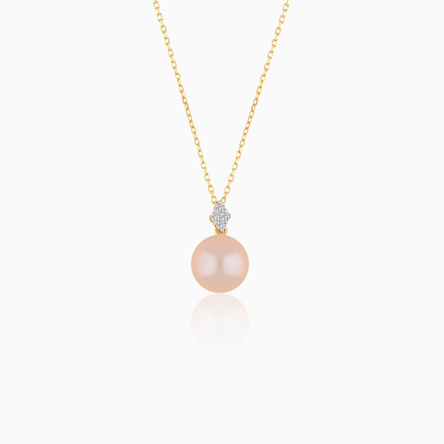 18K Yellow Gold Freshwater Pearl and Natural Diamond Pendant