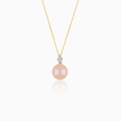 18K Yellow Gold Freshwater Pearl and Natural Diamond Pendant