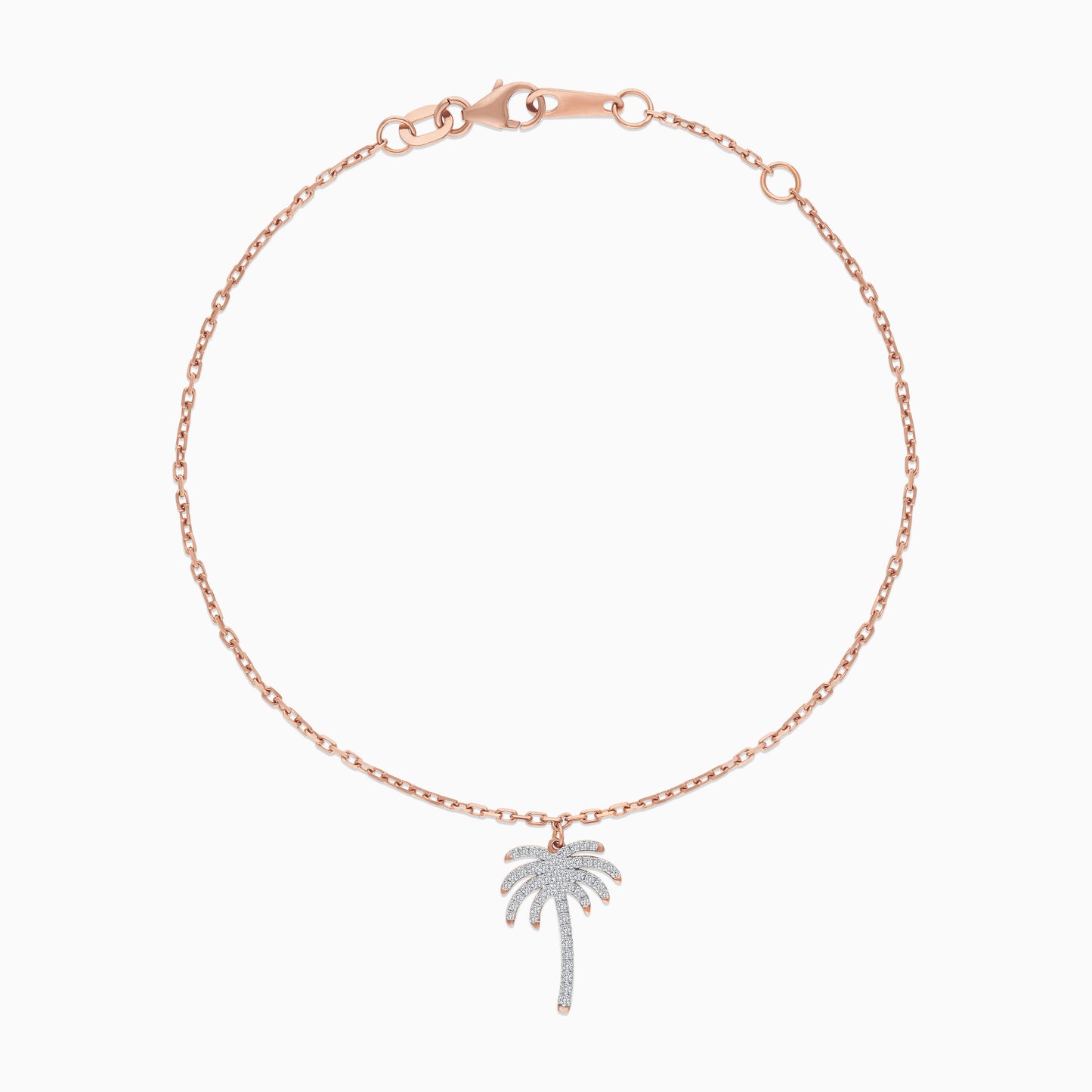 Hanging Palm Tree Natural Diamonds 18k Gold Bracelet