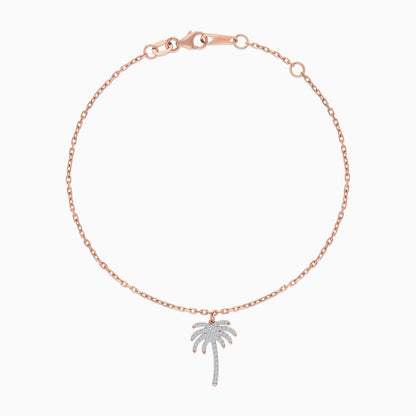 Hanging Palm Tree Natural Diamonds 18k Gold Bracelet