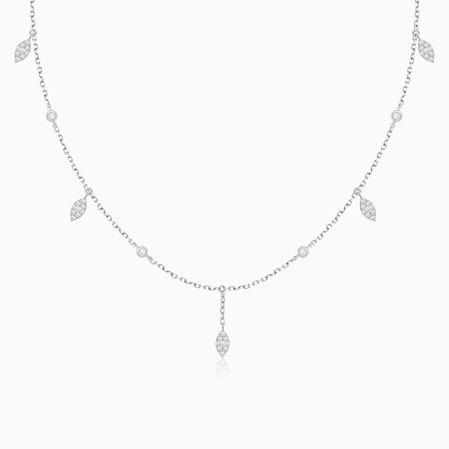 Classic Trendy 18K White Gold Diamond Choker