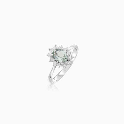 18K White Gold Diana Oval Parsolite and Natural Diamonds Ring