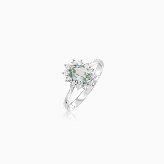 18K White Gold Diana Oval Parsolite and Natural Diamonds Ring
