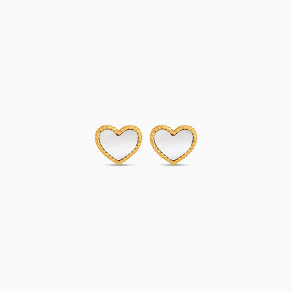 Vivante MOP Heart-shaped 18k Yellow Gold Kids Earrings