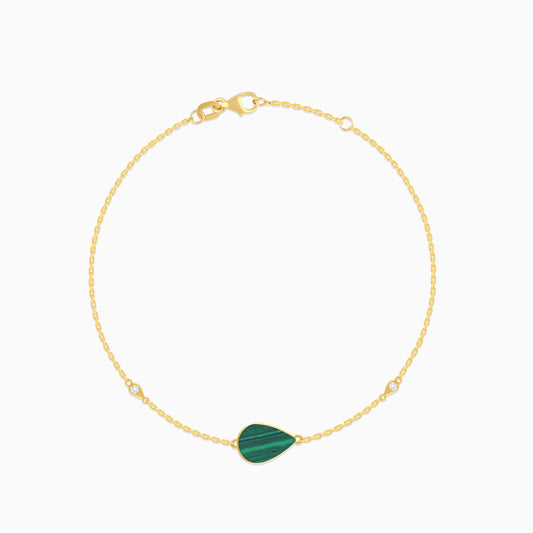 Mosaic 18k Yellow Gold Pear Shape Bracelet with Natural Diamonds