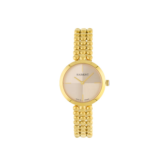 Gold Plated & White Quartz Beaumont Ladies Watch