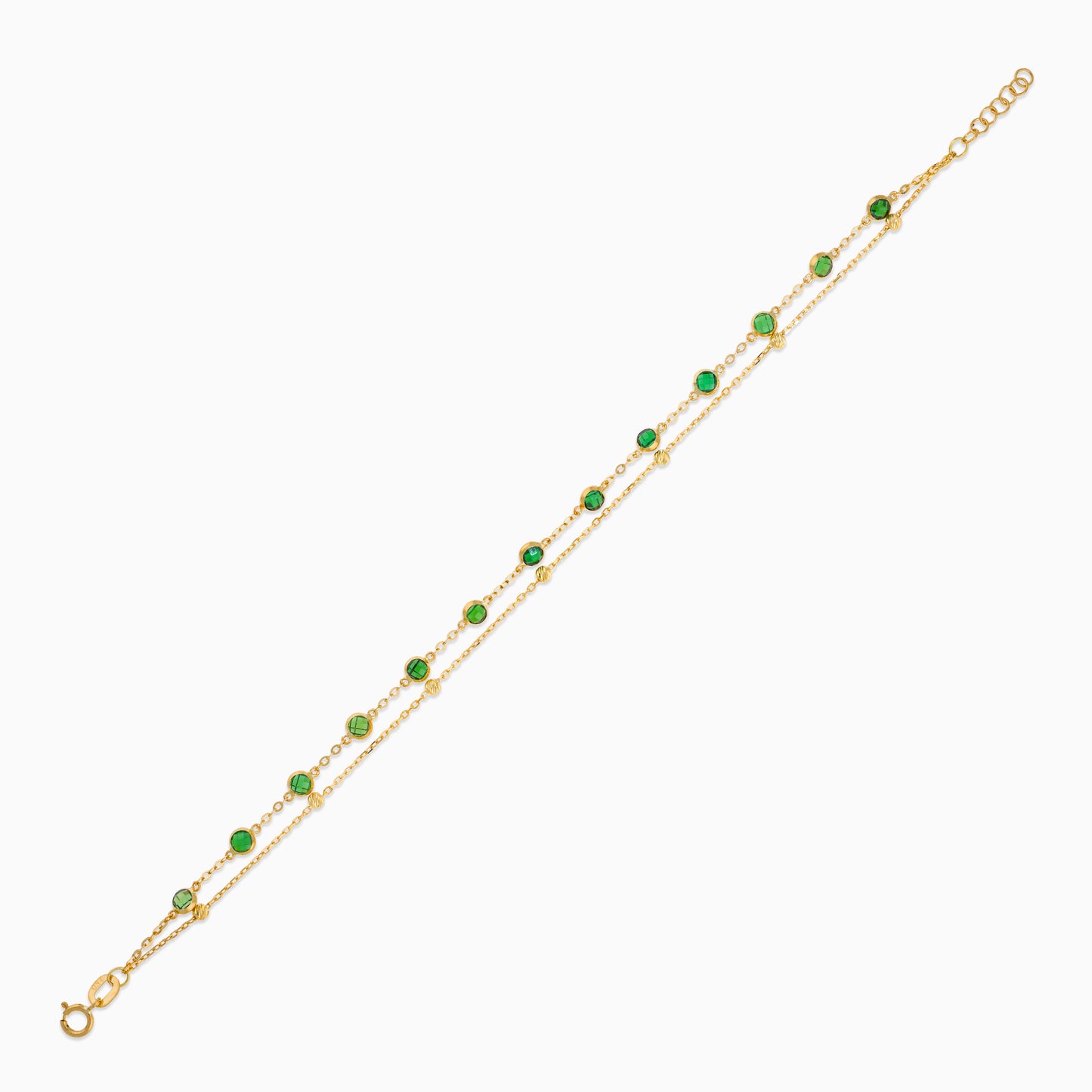 18K Yellow Gold 2 Layer Bracelet with Artificial Stones