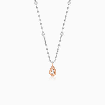Platinum and 18k Rose Gold Natural Diamonds Drop Necklace