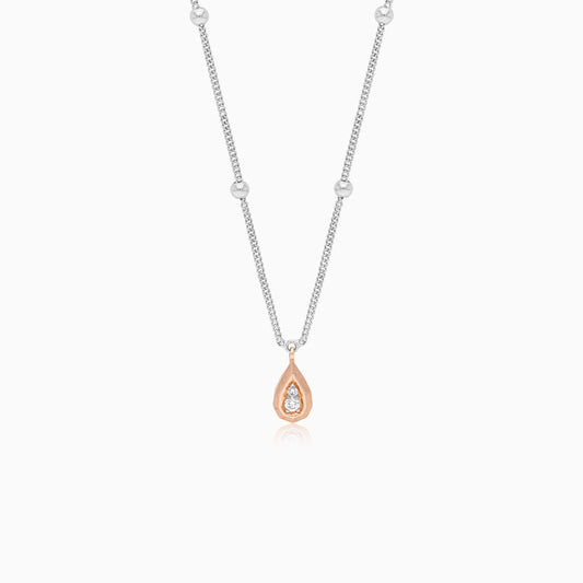Platinum and 18k Rose Gold Natural Diamonds Drop Necklace