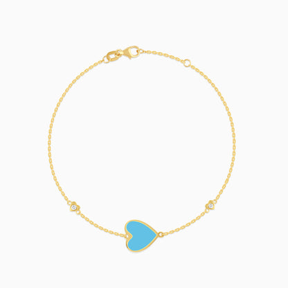 Eclat 18k Yellow Gold Heart Bracelet with Natural Diamonds