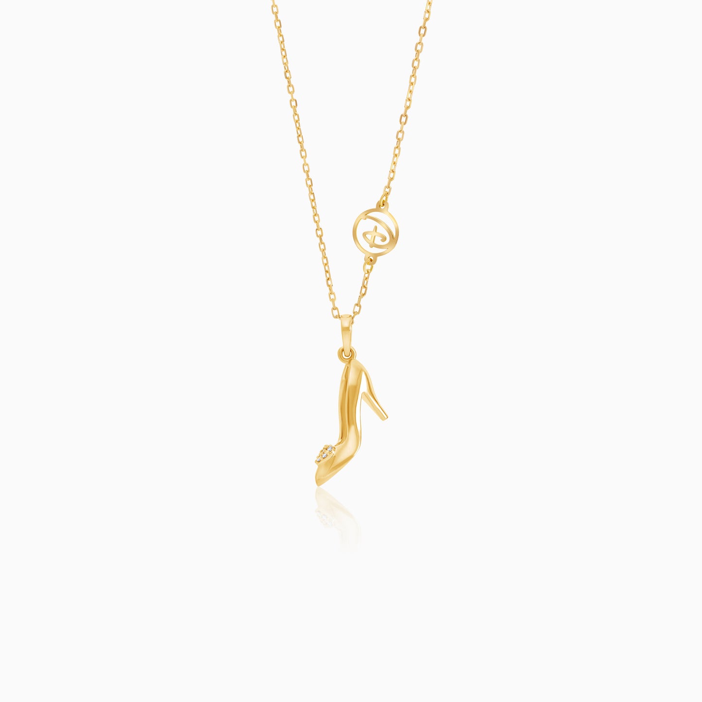 Disney Princess Cinderella Shoe 18k Yellow Gold with Diamonds Necklace