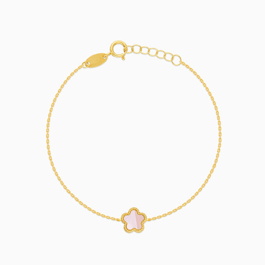 Vivante Pink MOP Flower-Shaped 18k Yellow Gold Bracelet