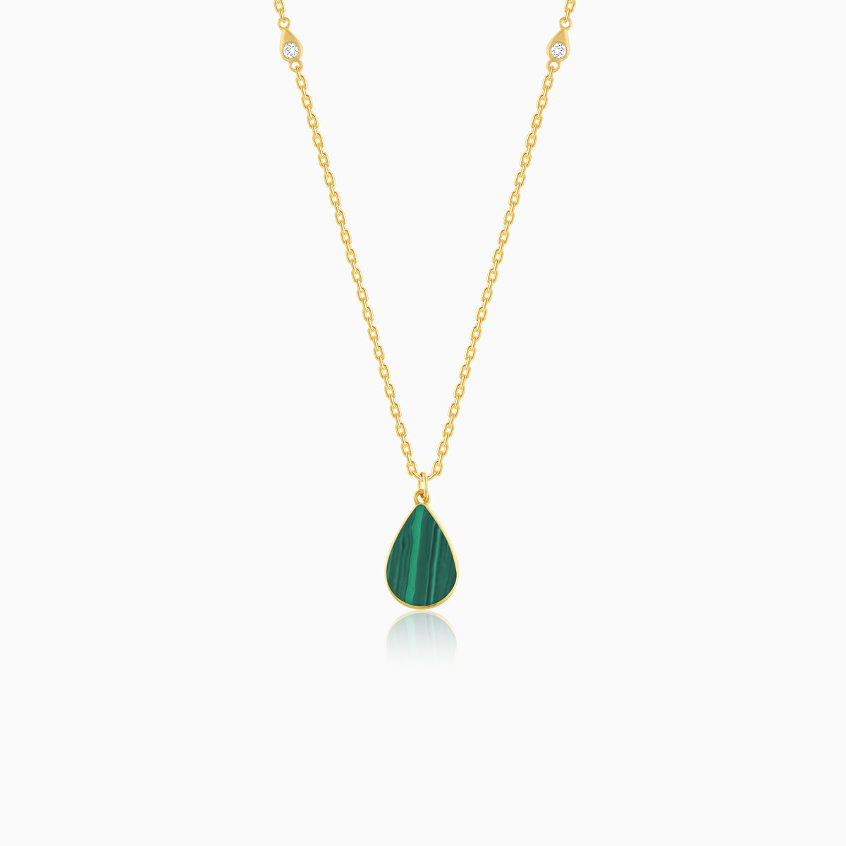 Mosaic 18k Yellow Gold Pear Shape Necklace with Natural Diamonds