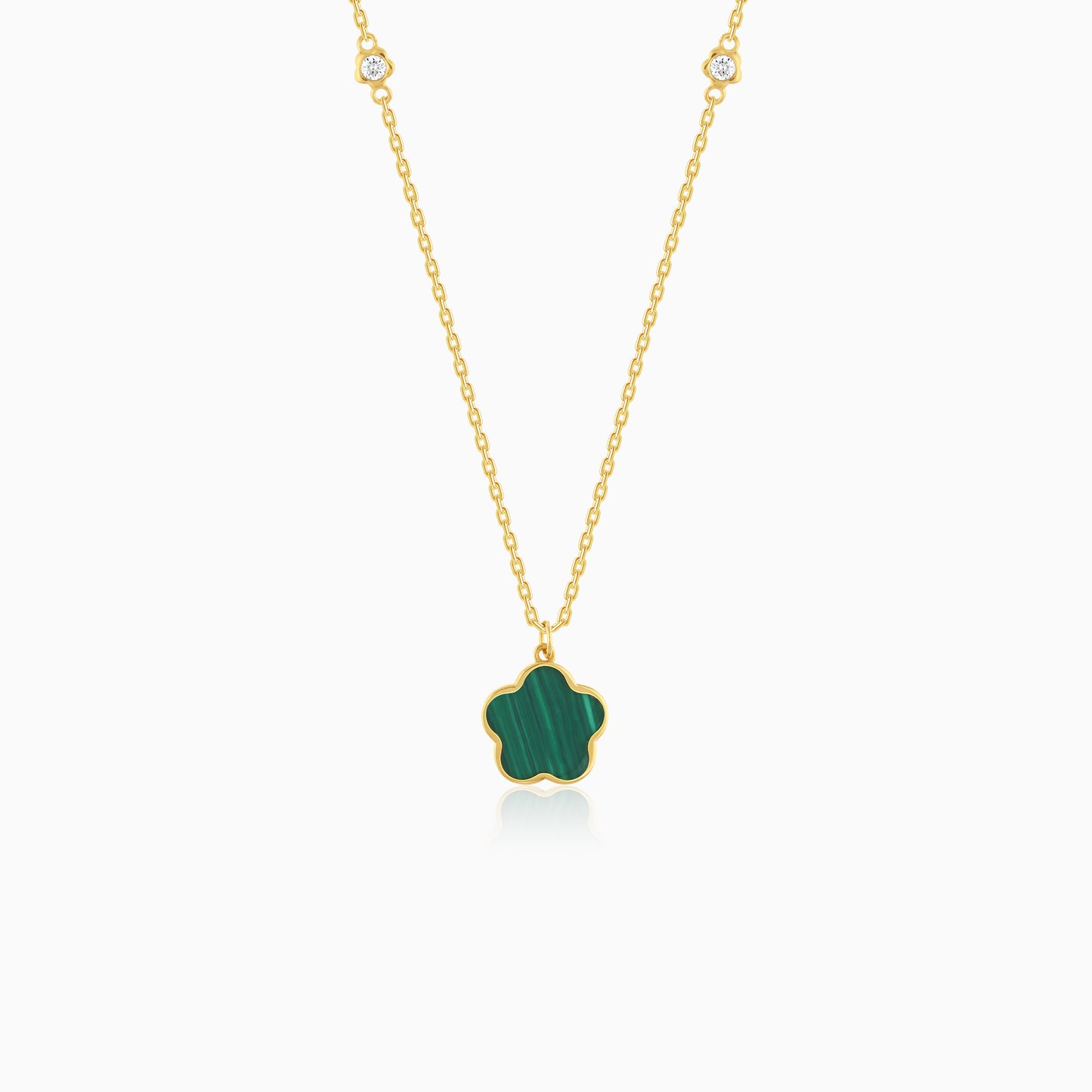 Mosaic 18k Yellow Gold Flower Necklace with Natural Diamonds