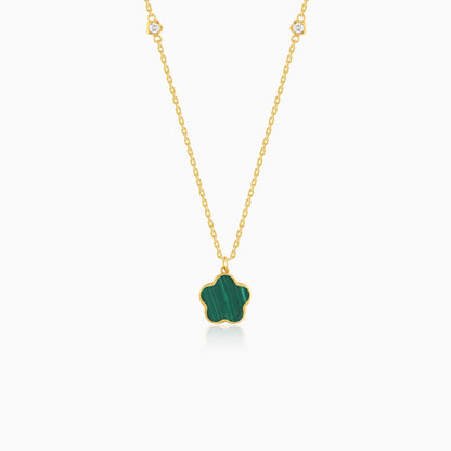 Mosaic 18k Yellow Gold Flower Necklace with Natural Diamonds