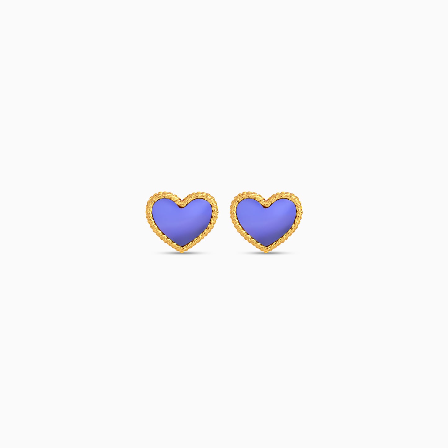 Vivante Kids Purple Heart-shaped 18k Yellow Gold Earrings